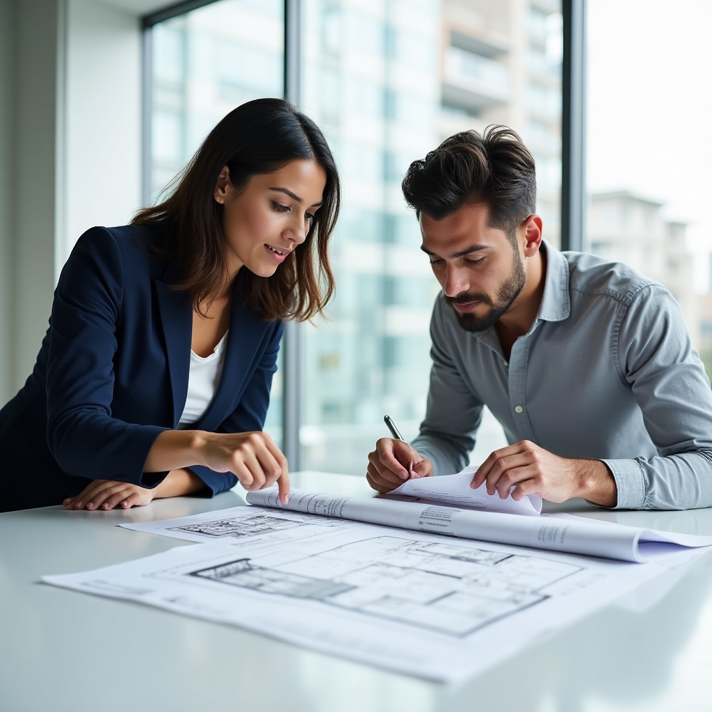 Co-investment group reviewing apartment units in a new tower project